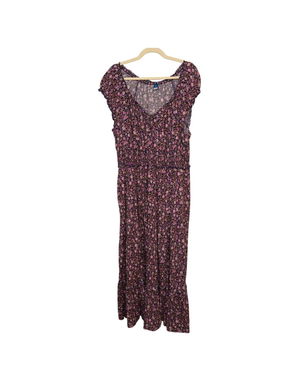 Old Navy XL Tall Floral Maxi Dress With Ruffled Sleeves & Smocked Waist